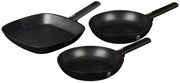 Zestaw 3 czarnych patelni z powłoką tytanową C8-A86