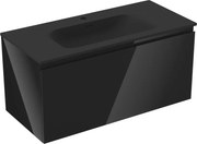 Mexen Orio szafka łazienkowa 100 cm z umywalką Vela, 1 szuflada, czarna połysk/czarna mat - 91A10-10047-1-BF70-W23M71