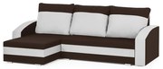Narożnik kanapa z funkcją spania KING Ciemny brąz/Biały