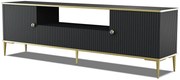 Czarna szafka rtv z lamelami w stylu glamour E9-W81