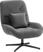 HOMCOM Obrotowy Fotel Akcentowy, Chenille, Wysokie Oparcie, Głębokie Siedzisko, Ciemnoszary | Aosom PL