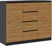 Komoda w stylu loft antracyt + dąb artisan D8-T65
