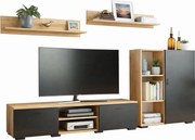Zestaw mebli pod telewizor rtv do salonu dąb artisan + czarny N3-M97