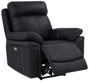 Fotel ISIRIS ze skóry, z elektryczną funkcją relaksu – kolor czarny