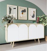 Komoda – 150 cm – Dąb szafirowy i biel – Płyta wiórowa z melaminą