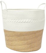 Bawełniany kosz na pranie brązowy + biały Z4-B87