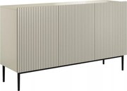 Komoda Nicole 150 cm trzydrzwiowa z ryflowanym frontem - kaszmir / czarne nóżki