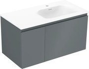 Mexen Orio szafka łazienkowa 90 cm z umywalką Vela prawą, 1S, 1D, grafit mat/biała mat - 91A13-09047-3-BBFF66-W23P01