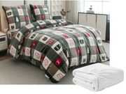 PrzytulneMieszkanie.pl PrzytulneMieszkanie.pl PrzytulneMieszkanie.pl Zestaw 2szt. pościeli z mikropluszu CHRISTMAS SOCKS zielone + prześcieradło z mikropluszu SOFT 180x200 cm białe, podwójne łóżko