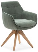 Zielone tapicerowane fotele jadalniane zestaw z podłokietnikami 2 szt. Donatelo – Marckeric