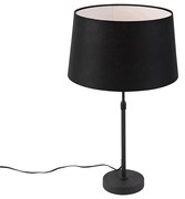 Lampa stołowa czarna z abażurem lnianym czarnym 35 cm regulowana - Parte