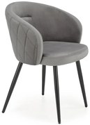 Szare welurowe krzesło pikowane P1-B83