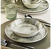 Elegancki 18-częściowy zestaw obiadowy, szary, porcelana