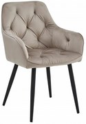 Kremowe pikowane krzesło na czarnych nóżkach G1-B98