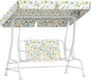 AIYAPLAY Huśtawka ogrodowa dla dzieci, rama stalowa, 2-osobowa, 60 kg nośności, Biała