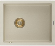 Mexen Pedro zlewozmywak granitowy 1-komorowy 560 x 460 mm, beżowy, syfon złoty - 6508561000-69-G