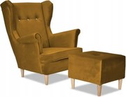 Fotel Uszak z podnóżkiem PREZENT na rocznice ZŁOTO