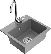 Mexen Milo zlewozmywak granitowy 1-komorowy z baterią kuchenną Telma, szary - 6505-71-670200-00