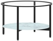 Okrągły szklany stolik kawowy przezroczysty + biały marmur N3-F91