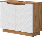 Szafka pod umywalkę dąb/biały ze strukturą płytek 79.6x32x62.1 lotta