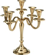 Metalowy świecznik 5-ramienny 29x29x30 cm, kolor złoty, dekoracja 1