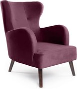Fioletowy aksamitny fotel typu uszak Noemye – Bonami Selection
