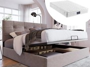 Łóżko ze schowkiem 140 x 200 cm - welur - szare + materac