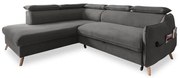 Ciemnoszary aksamitny rozkładany narożnik (lewostronny) Sweet Harmony – Miuform