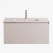 Zestaw Drewnianych Mebli Łazienkowych Macrae Ze Zintegrowaną Umywalką Nature & Bezlusterkowiec & - Sklum