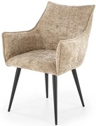 Beżowe welwetowe krzesło z podłokietnikami M4-L90