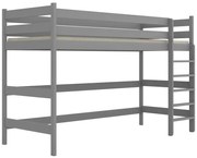 Szare sosnowe łóżko dla dziecka na antresoli - 5 rozmiarów A8-E91
