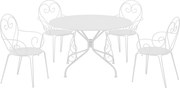 Zestaw mebli ogrodowych z metalu: stół o śr. 120 cm i 4 sztaplowane fotele z efektem kutego żelaza - Biały - GUERMANTES marki MYLIA