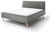 Jasnoszare tapicerowane łóżko dwuosobowe 180x200 cm Frieda – Meise Möbel