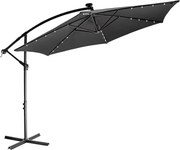 STILISTA Parasol ogrodowy z rączką 3 m, antracyt + LED