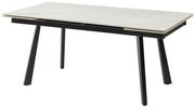 Stół do jadalni rozkładany dla 6 do 10 osób z ceramiki i metalu - Efekt białego marmuru i czarny - MARVENA