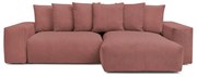 Różowy sztruksowy rozkładany/ze schowkiem narożnik Voltaire – Bobochic Paris