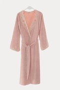 Elegancki szlafrok DESTAN z koronką Stary róż S