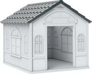 PawHut Buda dla psa z dachem dwuspadowym, odporna na warunki atmosferyczne, z tworzywa sztucznego, 65 x 75,7 x 63 cm, Szary