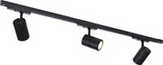System szynowy czarny w tym LED przyciemniany 3-światłowy 3-fazowy prawy - Ruler 38
