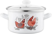 Emalia Pleszew Garnek emaliowany z pokrywką Rubinka, 18 cm, 2,6 l, śred. 18 cm
