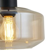 Nowoczesna lampa wisząca czarna z bursztynowym szkłem 3-źródła światła - Sheena Nowoczesny Oswietlenie wewnetrzne