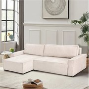 Narożnik "Montaigne" z teksturowaną tkaniną - 4-osobowy - Beżowy