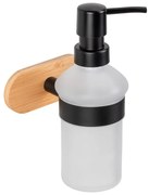 Czarno-naturalny samoprzylepny szklany dozownik do mydła 300 ml Orea Bamboo – Wenko
