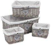 Zestaw koszyków wyplatanych Heart, 4 szt.