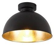 Industrialna lampa sufitowa czarna i złota 28 cm - Magnax