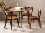 Zestaw jadalniany Lumo – stół okrągły z 4 krzesłami, kolor orzech włoski lakierowany