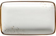 Mäser Prostokątny talerz Pintar White brązowekropki 21 x 13 x 3 cm