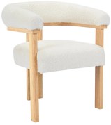 Krzesło z podłokietnikami z bukli i drewna kauczukowego - Biały i naturalny - LIVELIA marki Pascal Morabito