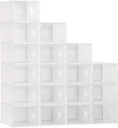 HOMCOM Modularny System Półek z 18 Przegródkami, Samodzielny Montaż, 25 cm x 35 cm x 19 cm, Przezroczysty