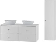 Biały Zestaw do Łazienki 120cm Szafka Blat Umywalka Słupek Marco